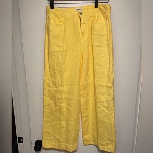 L’AGENCE Women’s Wide Legged Linen Pants 29 - Yellow